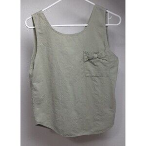 A'Milano Women's Small Tank Top Olive Green Bow Scoop Neck Vintage